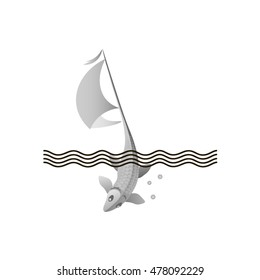 fish tail instead of a sail on the waves