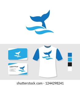 Fish tail logo with business card and t shirt mockup
