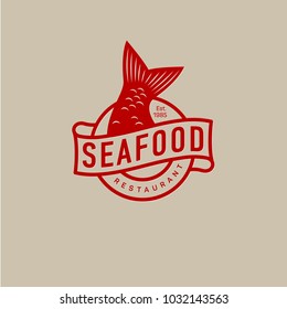 Fish tail logo. Seafood restaurant.