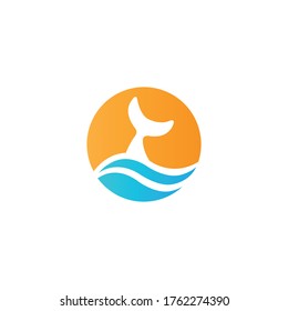 cola de pescado, olas de mar e iconos solares