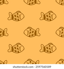 fish taiyaki pattern background. taiyaki japanese cake pattern background. taiyaki seamless pattern.