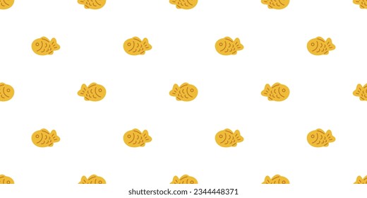 fish Taiyaki Seamless pattern japanese food bakery snack vector tuna shark salmon dolphin doodle icon cartoon ocean sea doodle gift wrapping paper repeat wallpaper tile background scarf isolated pet a