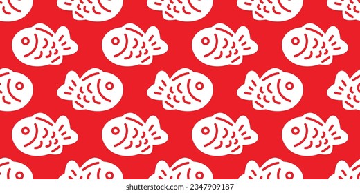 fish Taiyaki Seamless pattern japanese food bakery snack doodle cartoon vector tuna shark salmon dolphin icon ocean sea gift wrapping paper repeat wallpaper tile background scarf isolated pet animal i