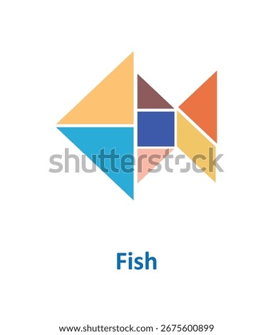 Fish Tangram Puzzle - Creative Geometric Aquatic Animal	