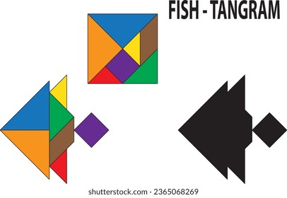 Fish Tangram Puzzle. Education and Creativity.