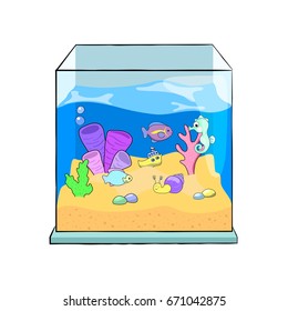 Fish Tank Cartoon Vector Illustration Cute Stock Vector (Royalty Free ...