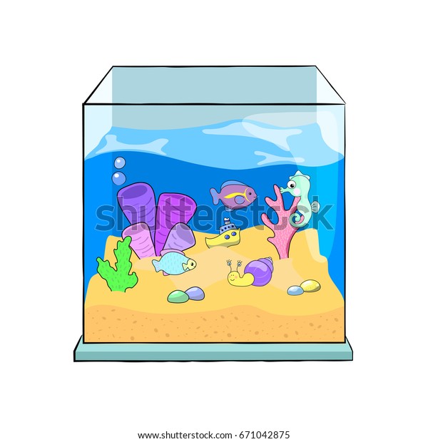 Fish Tank Cartoon Vector Illustration Cute Stock Vector (Royalty Free ...