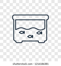 Fish tank concept vector linear icon isolated on transparent background, Fish tank concept transparency concept in outline style