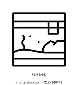 Fish Tank Icon. Line Art Style Design Isolated On White Background