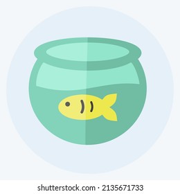 Fish in Tank Icon in trendy flat style isolated on soft blue background
