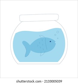 A Fish Tank Icon Vector Design With Blue Fish