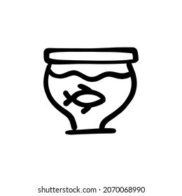 fish tank icon in vector. Logotype - Doodle