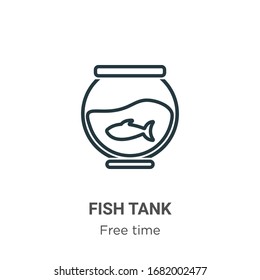 Fish tank outline vector icon. Thin line black fish tank icon, flat vector simple element illustration from editable free time concept isolated stroke on white background