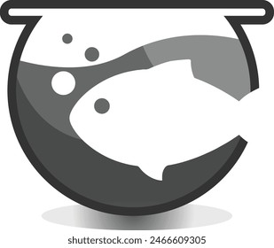 Fish and tank,bold and simple icon