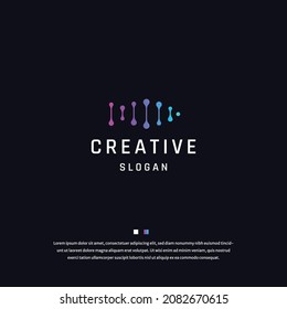 Fish tech gradient logo icon design template flat vector