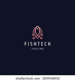 Fish Technology logo icon design template flat vector