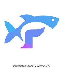 Modelo de peixe para design. Ícone Angler. Ilustração gráfica em estilo plano ilustração de stock