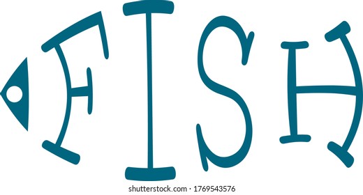 Fish Text Vector Graphic Typography 