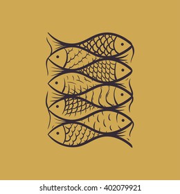 fish texture. ornament. design element. hand-drawing.