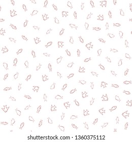 Fish themed freehand drawings seamless pattern. Hand drawn fish elements doodles design for wallpapers, wrapping, backgrounds. Vector illustration.