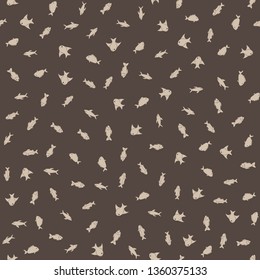 Fish themed freehand drawings seamless pattern. Hand drawn fish elements doodles design for wallpapers, wrapping, backgrounds. Vector illustration.