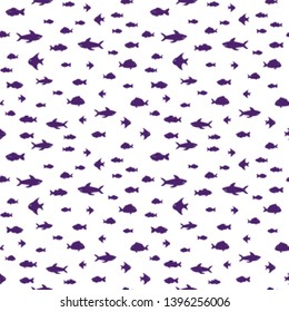 Fish themed freehand drawings seamless pattern. Hand drawn fish elements doodles design for wallpapers, wrapping, backgrounds. Vector illustration.