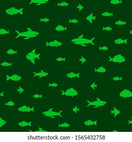 Fish themed freehand drawings seamless pattern. Hand drawn fish elements doodles design for wallpapers, wrapping, backgrounds. Vector illustration.