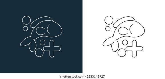 fish therapy icon isolated on white and black colors. fish therapy outline linear vector icon from therapy collection for mobile apps, web and ui.