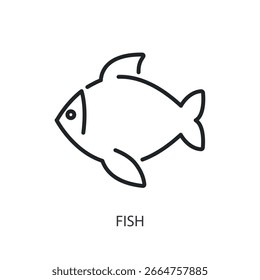 Ícones de vetor de linha fina de peixe.