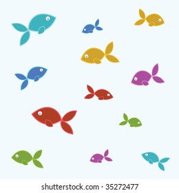 fish tile many colors in vector mode