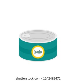 Fish tin can icon. Flat illustration of fish tin can vector icon for web isolated on white