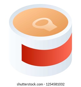 Fish tin can icon. Isometric of fish tin can vector icon for web design isolated on white background