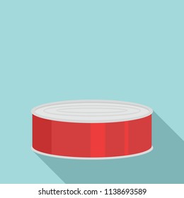 Fish in tomato tin can icon. Flat illustration of fish in tomato tin can vector icon for web design