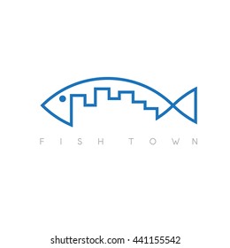 fish town concept vector illustration design template