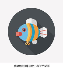 fish toy flat icon with long shadow,eps 10