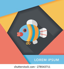 fish toy flat icon with long shadow,eps 10