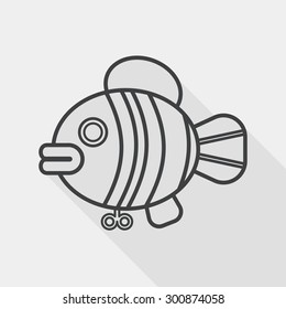 fish toy flat icon with long shadow,eps 10, line icon