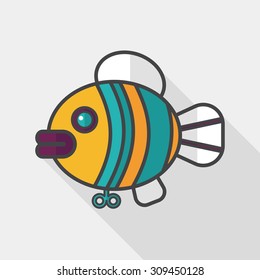 fish toy flat icon with long shadow, eps 10