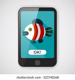 fish toy flat icon with long shadow,eps 10