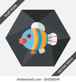 fish toy flat icon with long shadow,eps 10