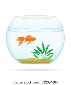 Vector Illustration Cute Cartoon Goldfish Fishbowl Stock Vector 