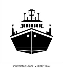 Fish transport ship sea transport ship with big cargo ship. Vector illustration with delivery advertising service