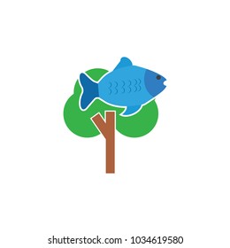 Fish Tree Logo Icon Design