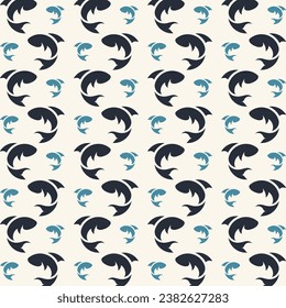 Diseño de moda de peces que se repite a fondo de ilustración vectorial sin inconvenientes