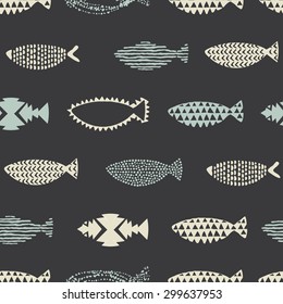 Fish trendy seamless pattern