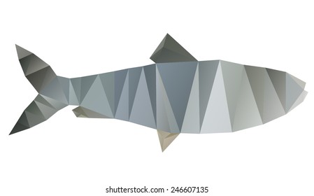 Fish in triangle style. Origami silhouette