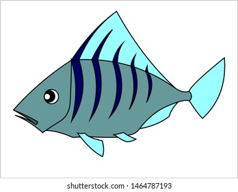 A Fish. Tropical, Aquarium Fish. Vector Image on white background.