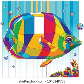 fish tropical multicolored, bubbles eps8