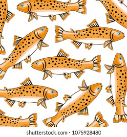 Fish trout pattern on white background is insulated