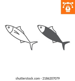 Fish tuna line and solid icon, outline style icon for web site or mobile app, seafood and fishing, tuna vector icon, simple vector illustration, vector graphics with editable strokes.
